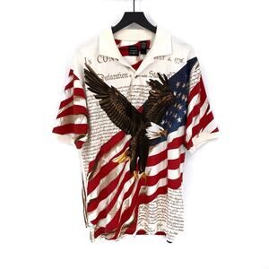VTG COTTON TRADERS Sport American Flag & Eagle Polo XL